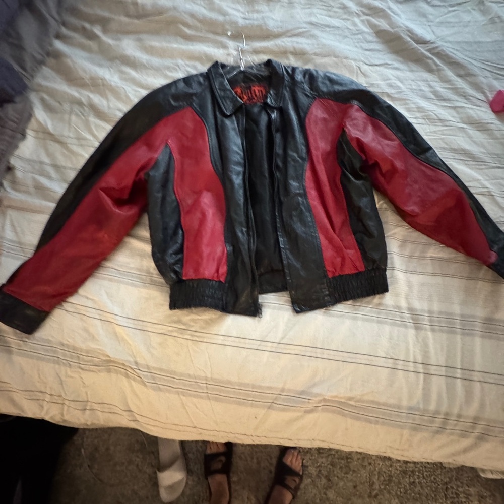 Fluide Black and Red Leather Jacket
